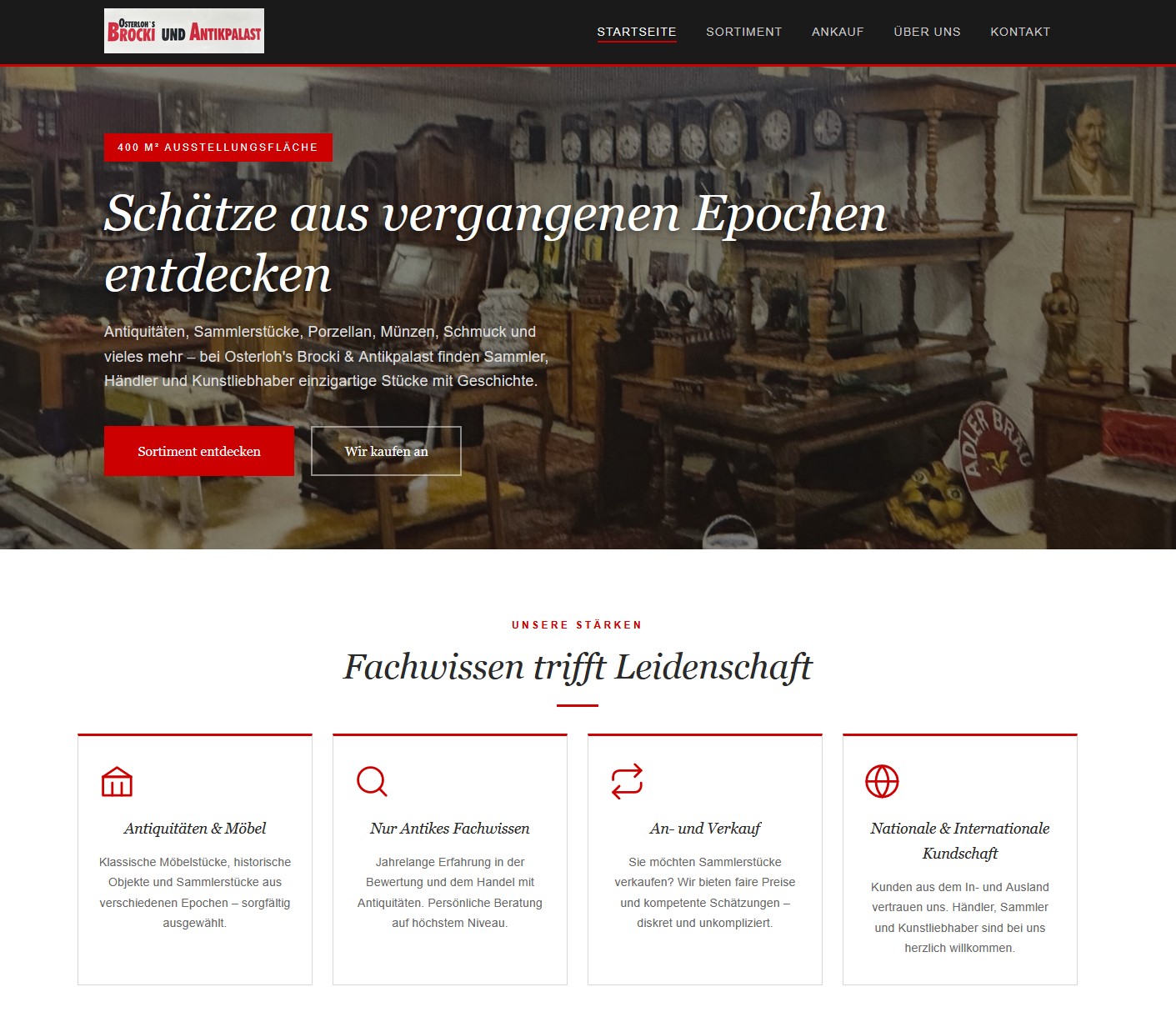 lohs-antik.ch – Webseite Antiquitätengeschäft 400 m²