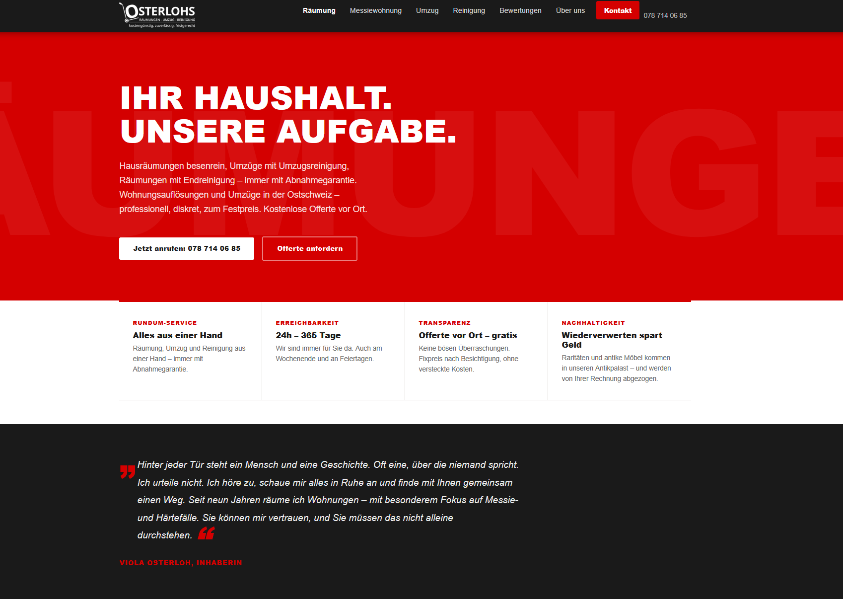 osterlohs-raeumungen.ch – Webseite Räumungsfirma Oberaach TG