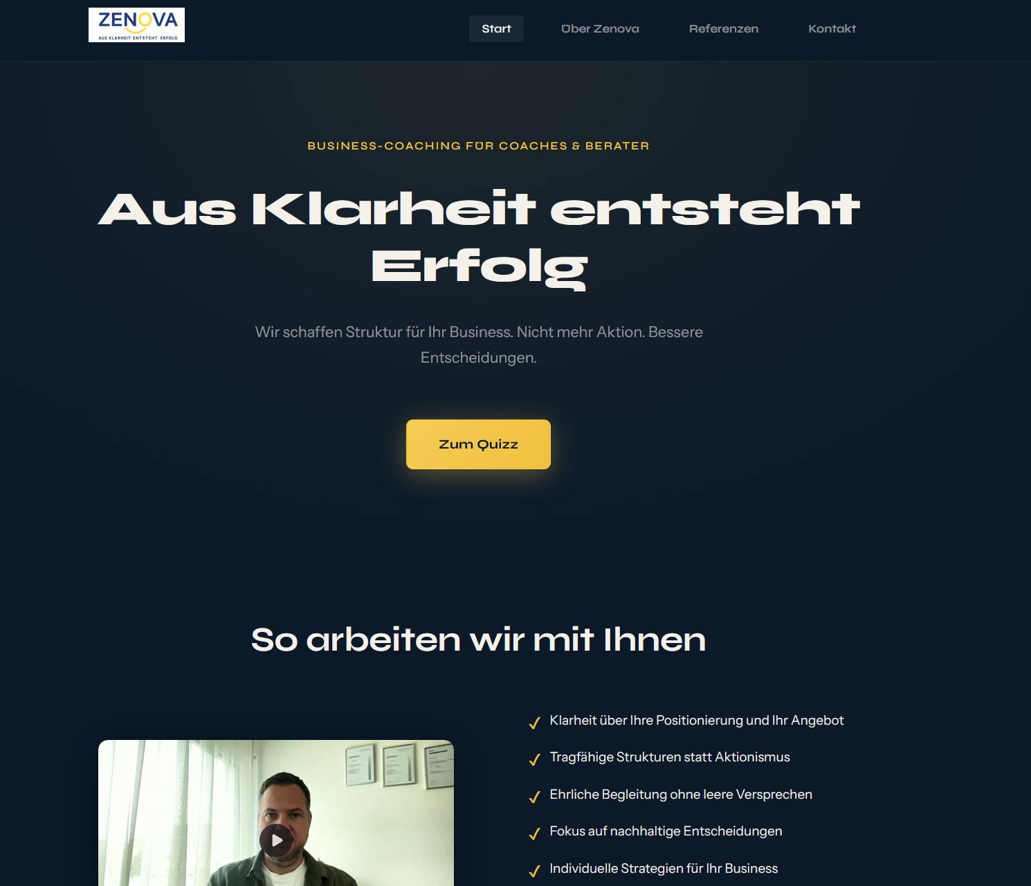 patricezenova.ch – Portfolio-Webseite für einen Coach