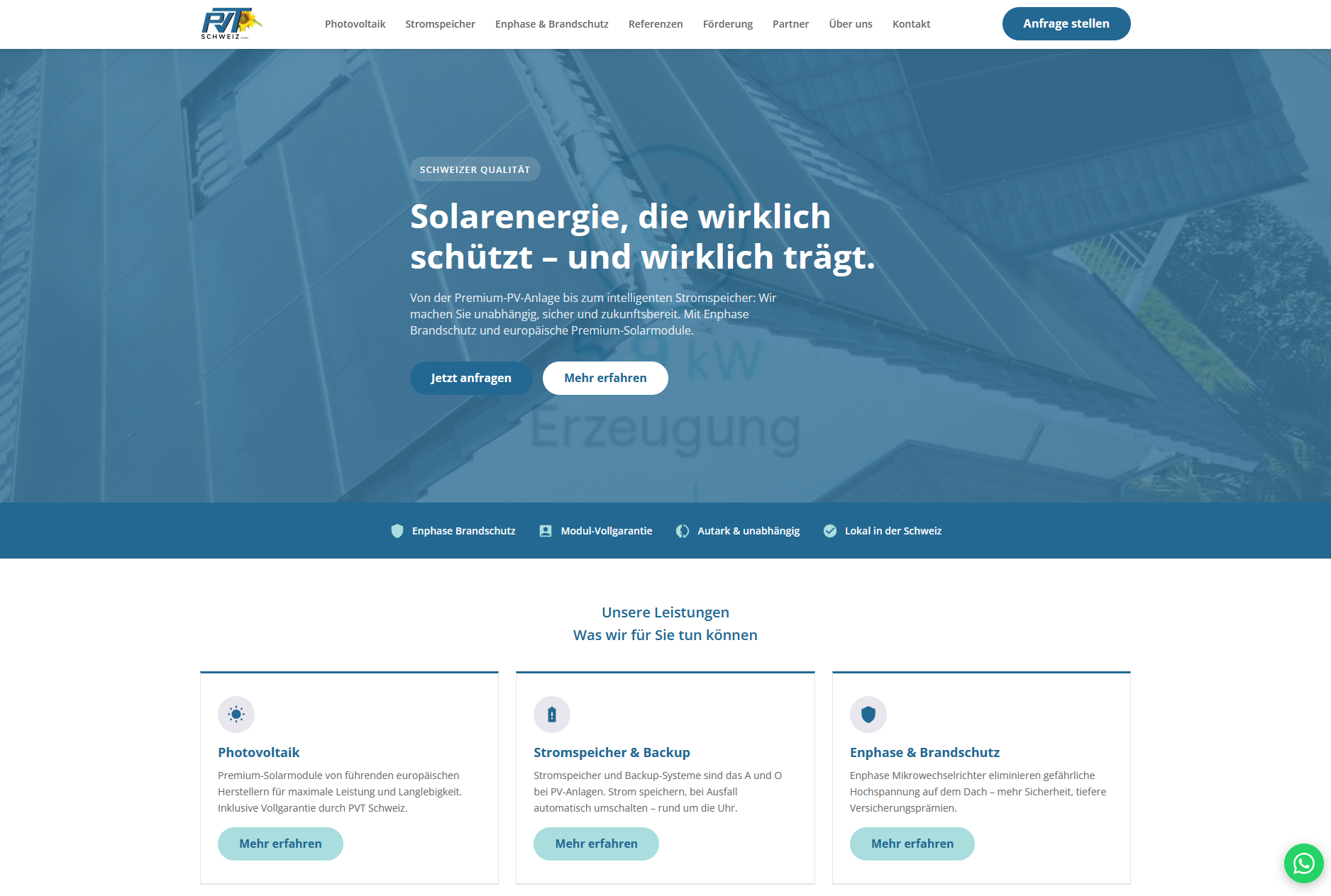 pvt-schweiz.ch – Webseite für Photovoltaik und Stromspeicher