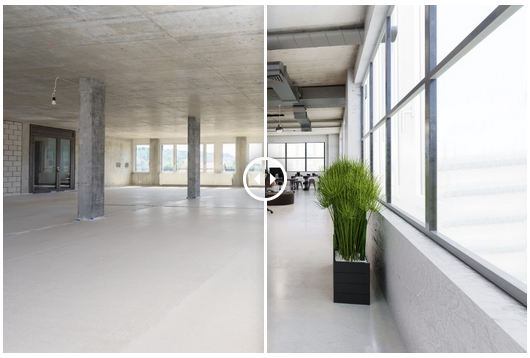 Virtuell möbliertes Grossraum-Büro